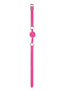 Ball Gag With Leather Straps - Pink OU-OU047PNK