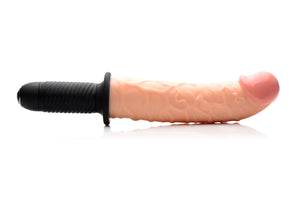 The Curved Dicktator 13 Mode Vibrating Giant Dildo Thruster - Flesh MS-AF838-FLESH