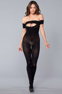 Strapless Bodystocking With Ripped Back Details - One Size - Black BW-B118