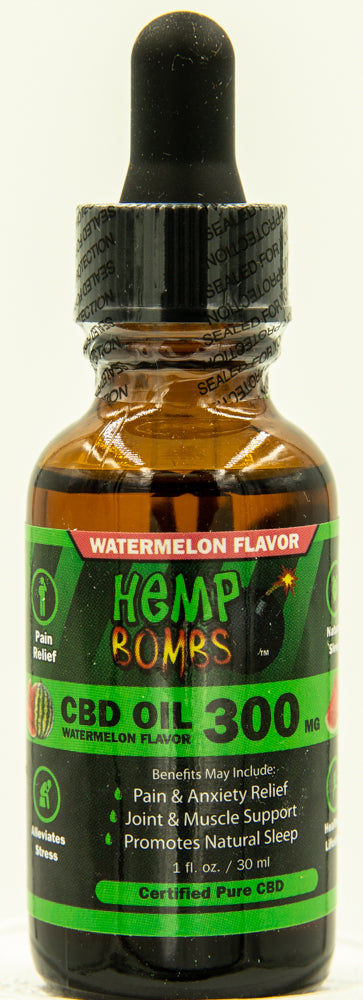 Hemp Bombs Oil 300mg Watermelon Kush 1 Fl. Oz. HB-OILWATERM300E