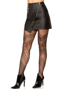 Chevron Net Tights - One Size - Black LA-9289BLK