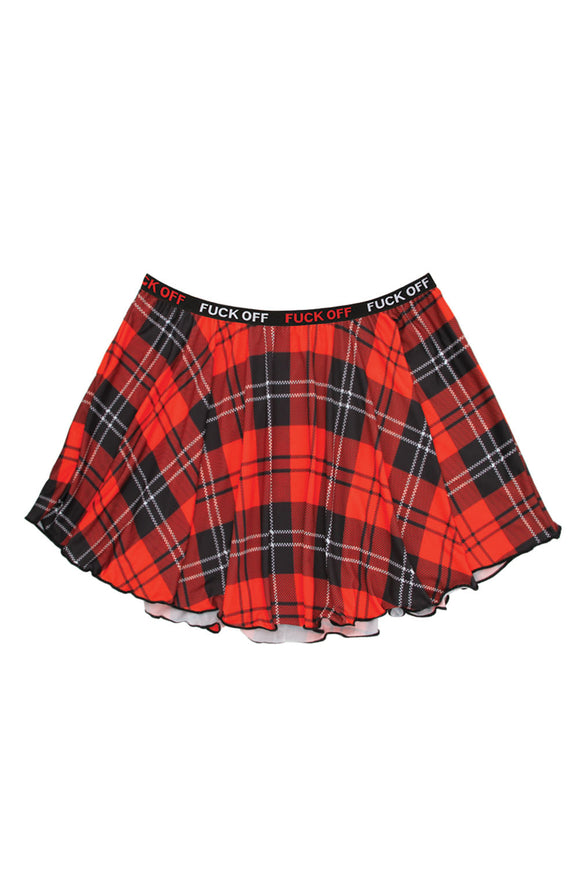 F*Ck Off Plaid Skirt - Red Plaid - L/xl FL-B-AF804LXL