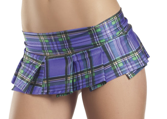 Plum Plaid Pleated Mini Skirt - Medium/ Large BW-901PL-ML